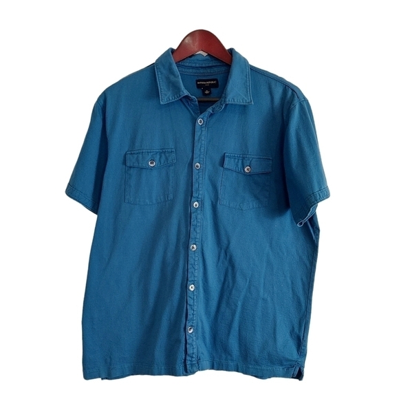 Banana Republic Men's Shirt Blue Short Sleeve Button Up 100% Cotton Stretch XL. - Picture 1 of 6